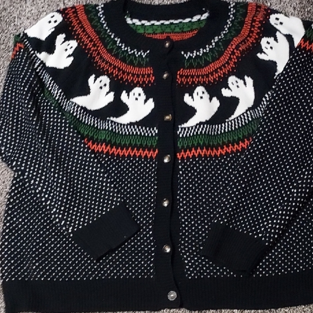 Black & White Ghost Pattern Cardigan